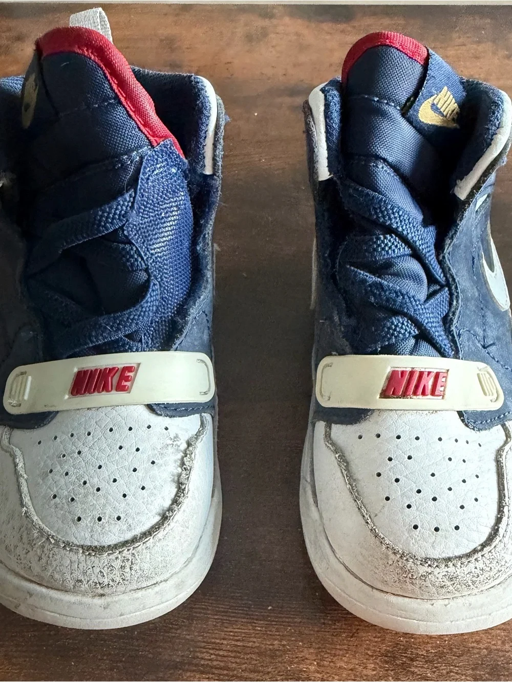 Nike Air Jordan Toddler Size 8C Navy White Red Gold High Top Sneakers